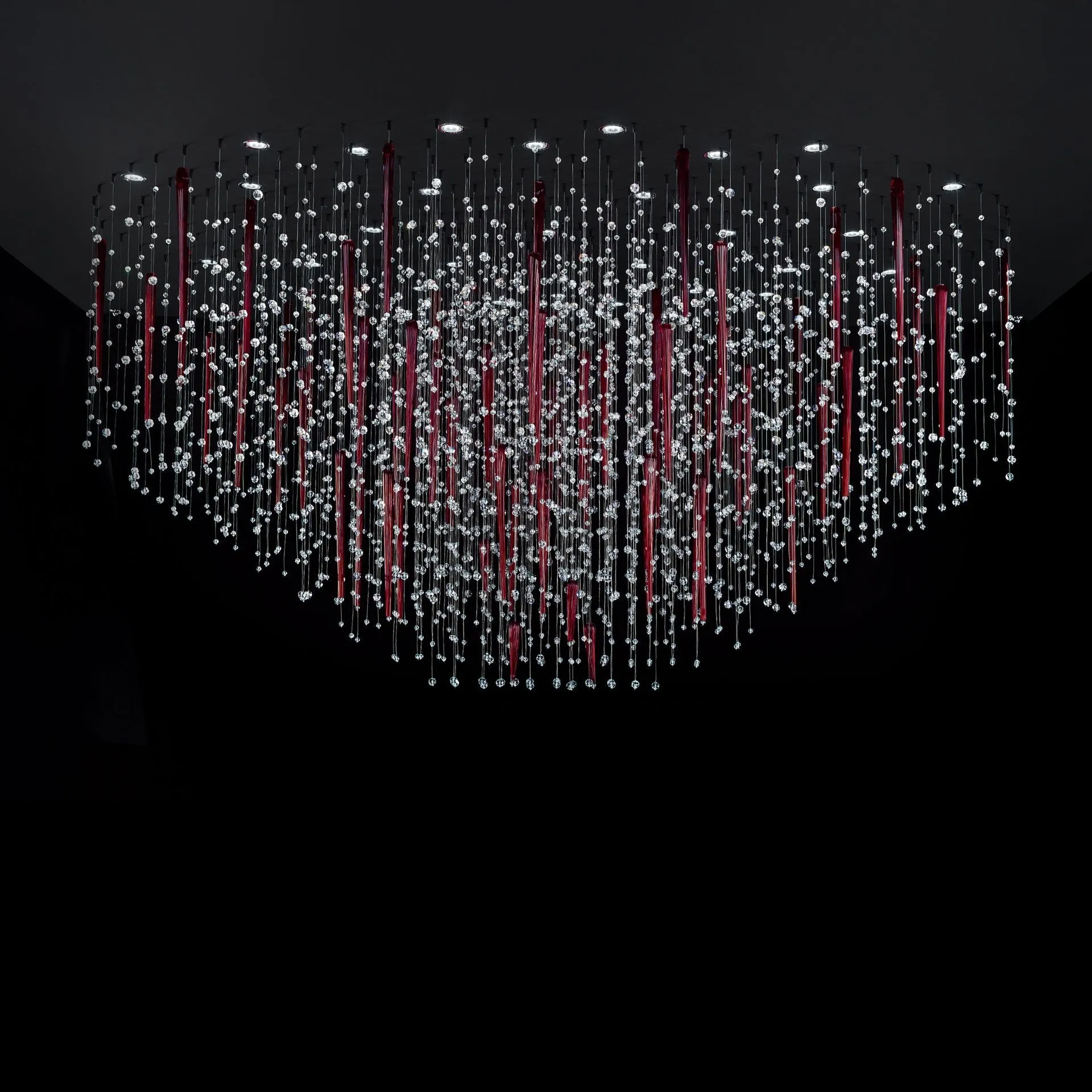 Large Crystal & Red Droplet Composition Chandelier