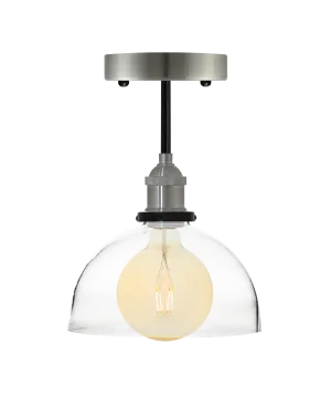 Long Flush Mount: Nickel with Glass Dome Shade