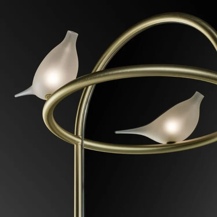 Luxury Brass Floor Standing Mirror with Dove Detail & Clothes Rod