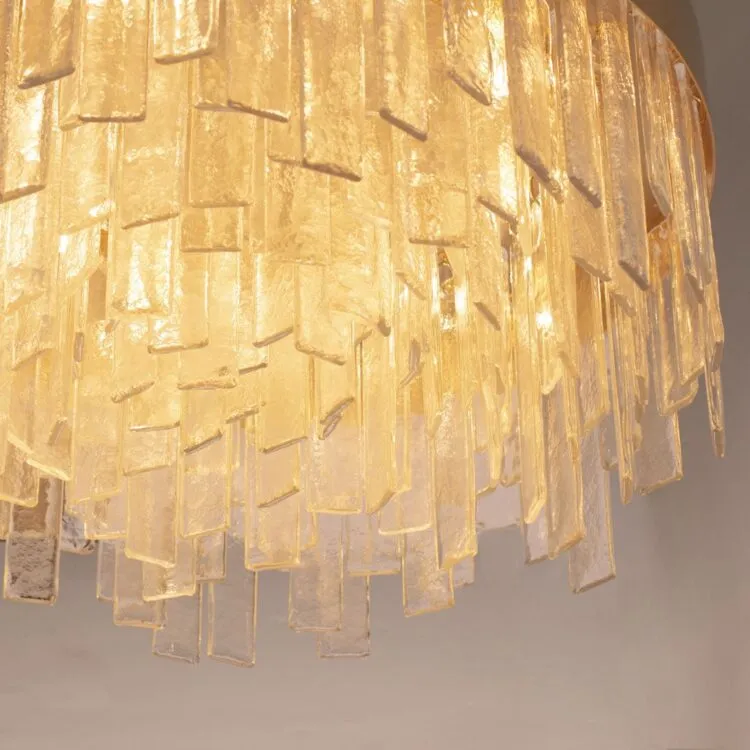 Luxury Round Chandelier With Float Glass & Brass Frame