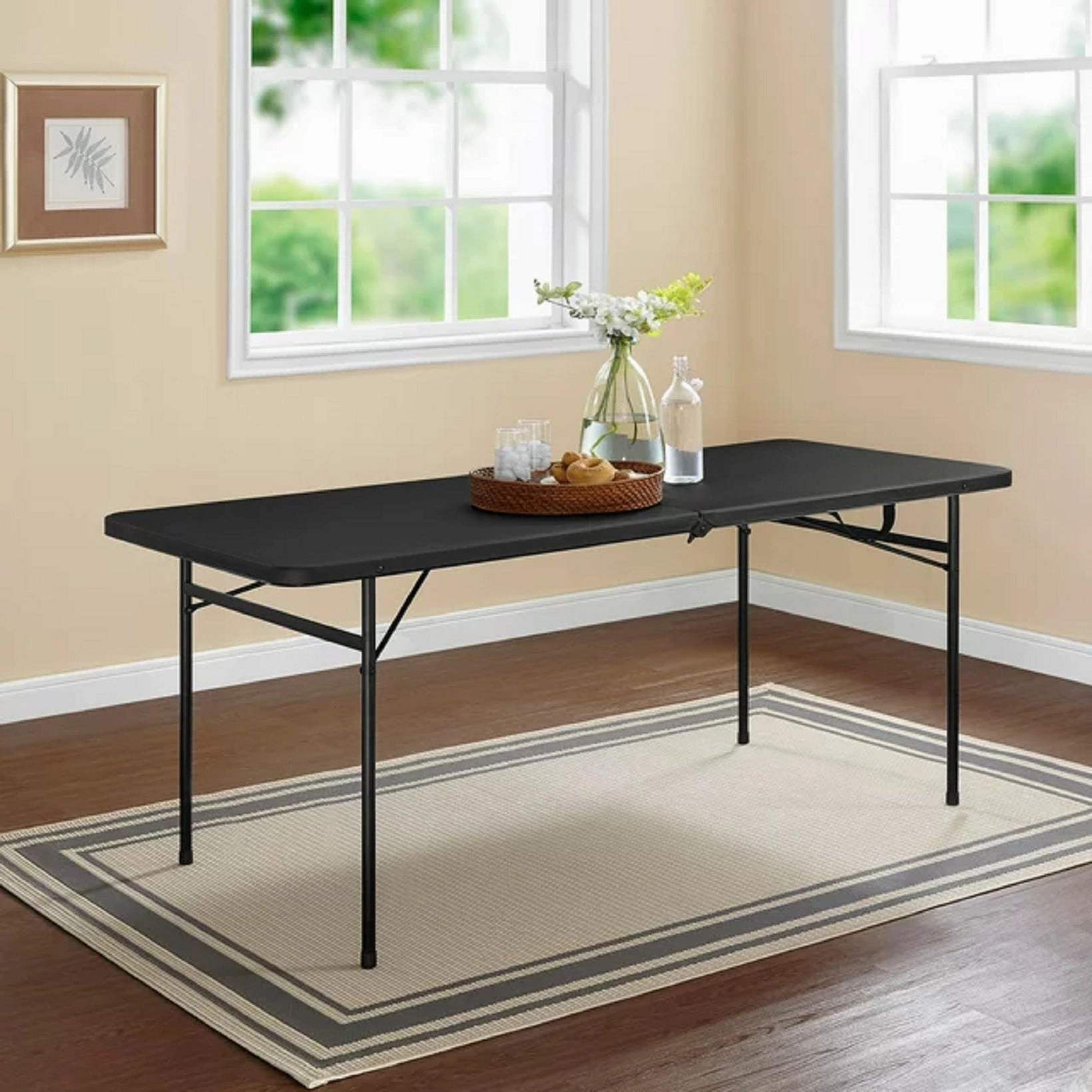 Mainstays MS95-005-076-04 6 Foot Bi-Fold Plastic Folding Table, Black