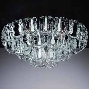 Mid-Century Glass Hook Flush Light In Custom Sizes