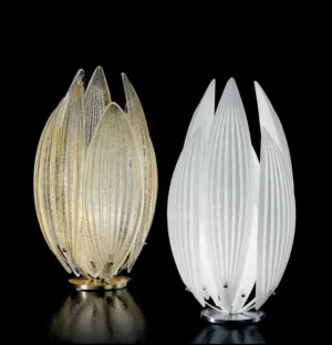 Milk White Silver Or Gold Murano Glass 70S Style Table Lamp