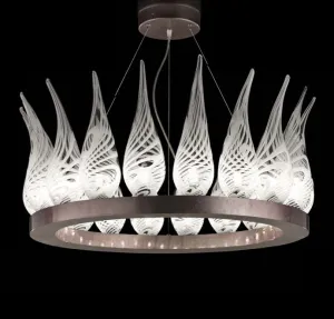 Modern Artistic Glass Horn Chandelier With Bronze Frame