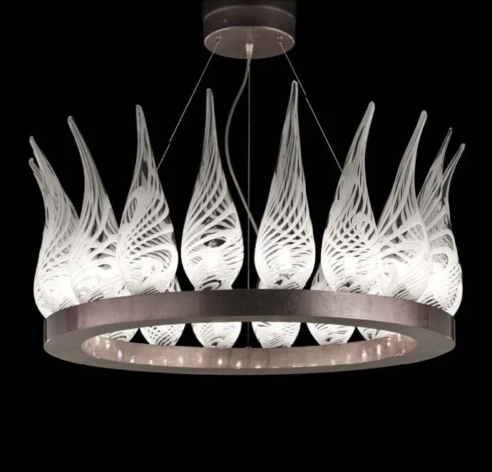 Modern Artistic Glass Horn Chandelier With Bronze Frame