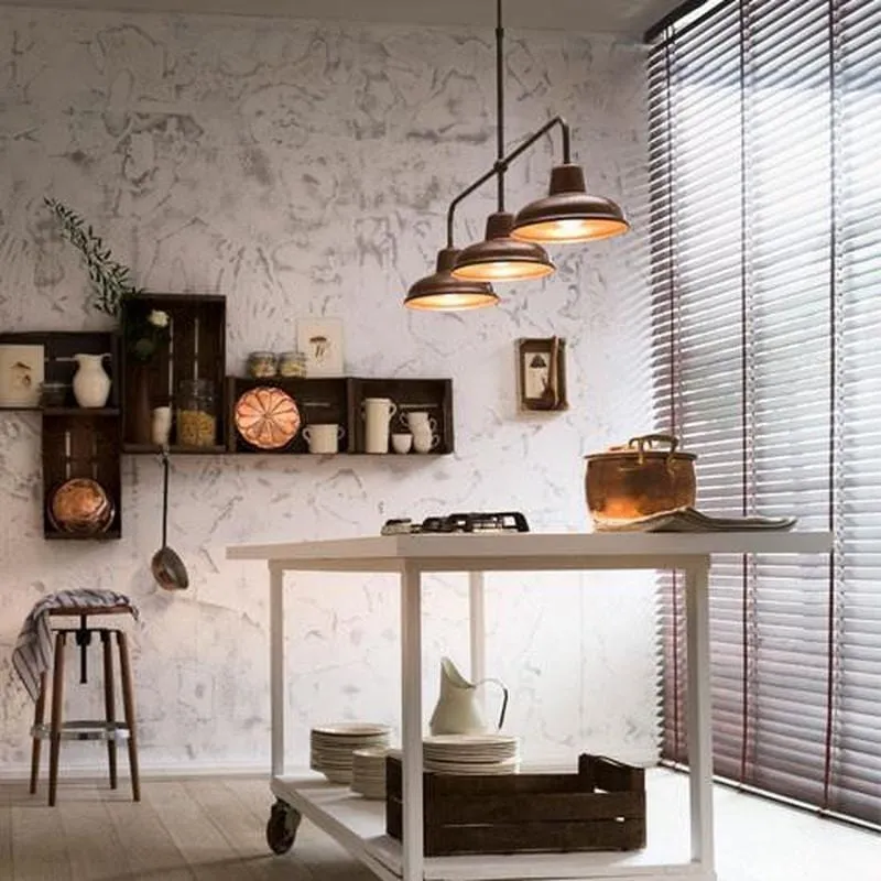 Modern Italian Industrial Three Light Pendant Light