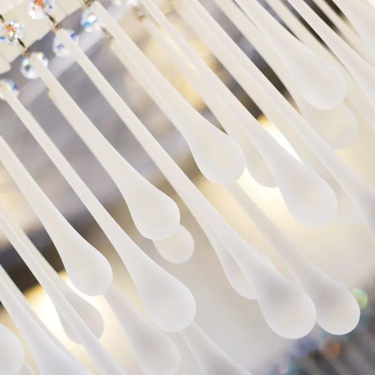 Modern Round Frosted Glass Chandelier With Premium Crystals