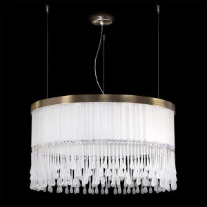 Modern Round Frosted Glass Chandelier With Premium Crystals