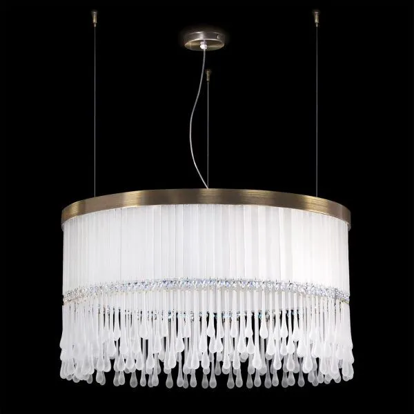 Modern Round Frosted Glass Chandelier With Premium Crystals