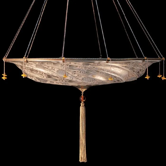 Murano Glass Chandelier In  The Fortuny Style In 7 Colours
