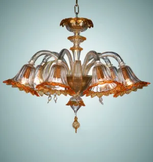 Murano Glass Chandelier With Coloured Glass Shades
