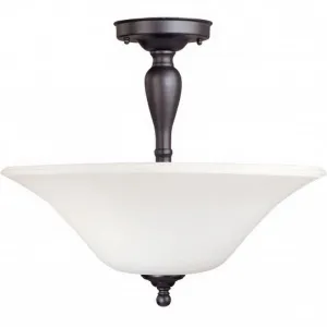 Nuvo Lighting 60-1927 Dupont Collection Three Light Energy Star Efficient GU24 Convertible Semi Flush or Hanging Pendant  in Dark Chocolate Finish