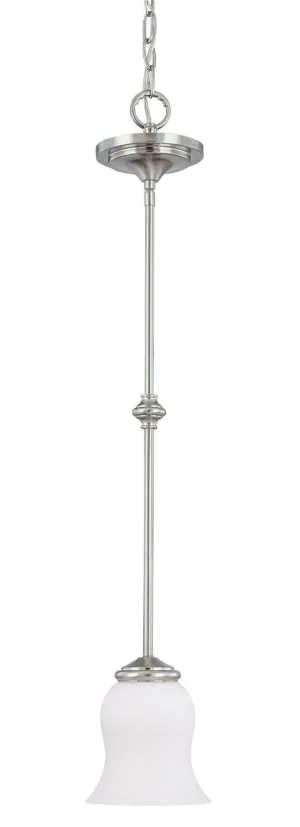 Nuvo Lighting 60-2563 Glenwood Collection One Light Energy Star Rated Fluorescent Hanging Mini Pendant Chandelier in Brushed Nickel Finish