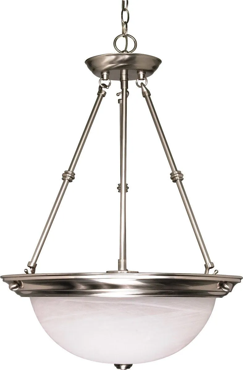 Nuvo Lighting 60-3188 Signature Collection Three Light Energy Star Efficient G24 Hanging Pendant Chandelier in Brushed Nickel Finish
