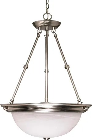 Nuvo Lighting 60-3188 Signature Collection Three Light Energy Star Efficient G24 Hanging Pendant Chandelier in Brushed Nickel Finish