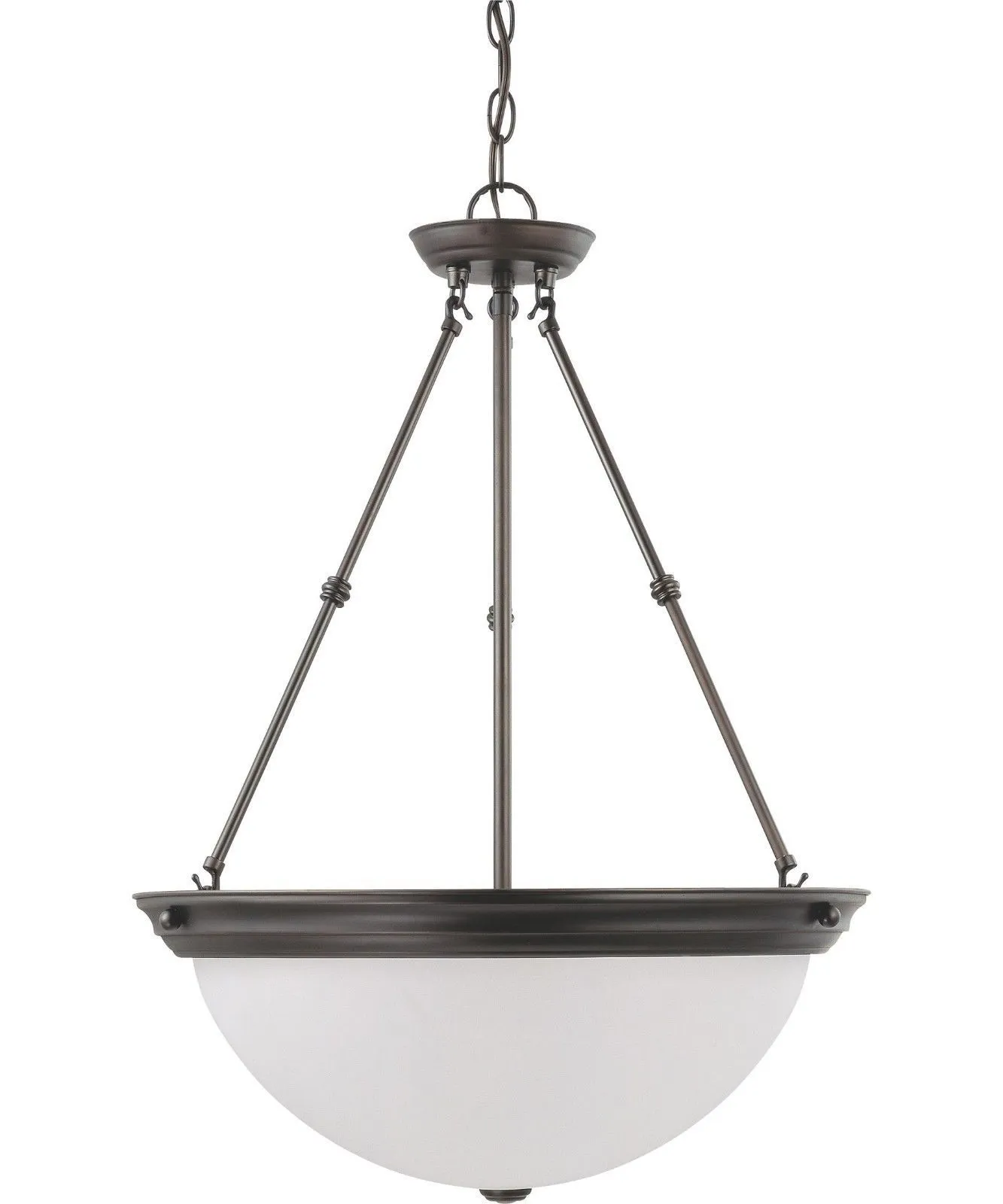 Nuvo Lighting 60-3343 Signature Collection Three Light Energy Star Efficient G24 Hanging Pendant Chandelier in Mahogany Bronze Finish