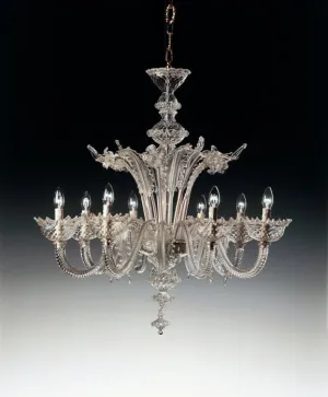 Ornate Clear Murano Glass Chandelier In 6 Sizes