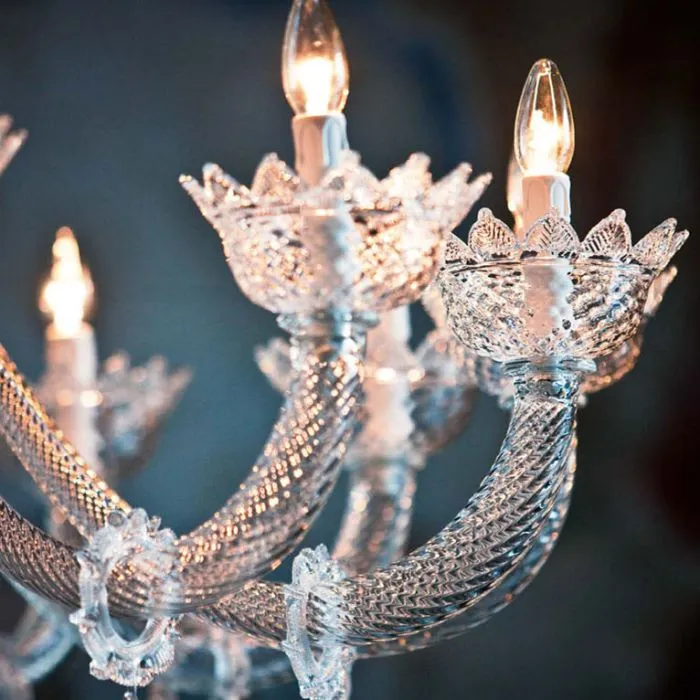 Ornate Clear Murano Glass Chandelier In 6 Sizes