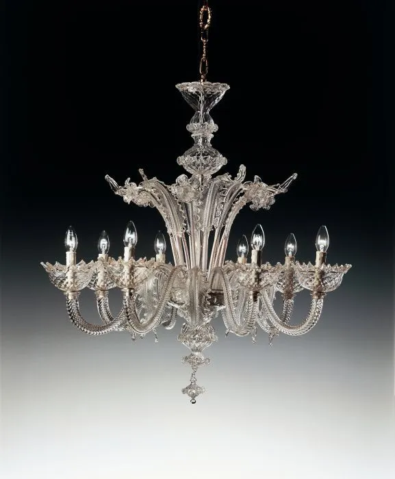 Ornate Clear Murano Glass Chandelier In 6 Sizes