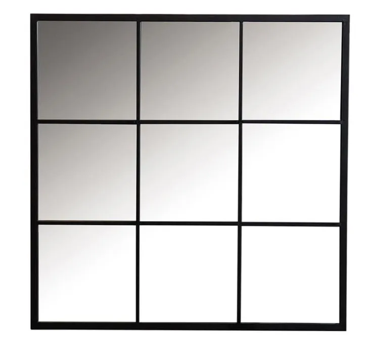 Quetzal Square Window Pane Wall Mirror Black