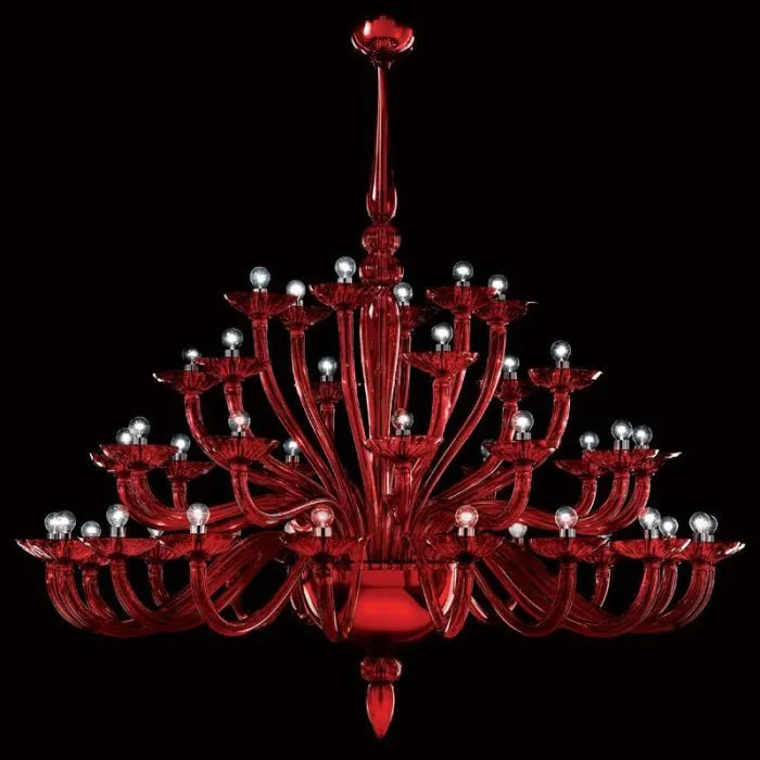 Red White Or Black Murano Glass 42 Light Foyer Chandelier