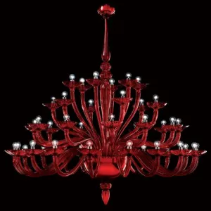Red White Or Black Murano Glass 42 Light Foyer Chandelier