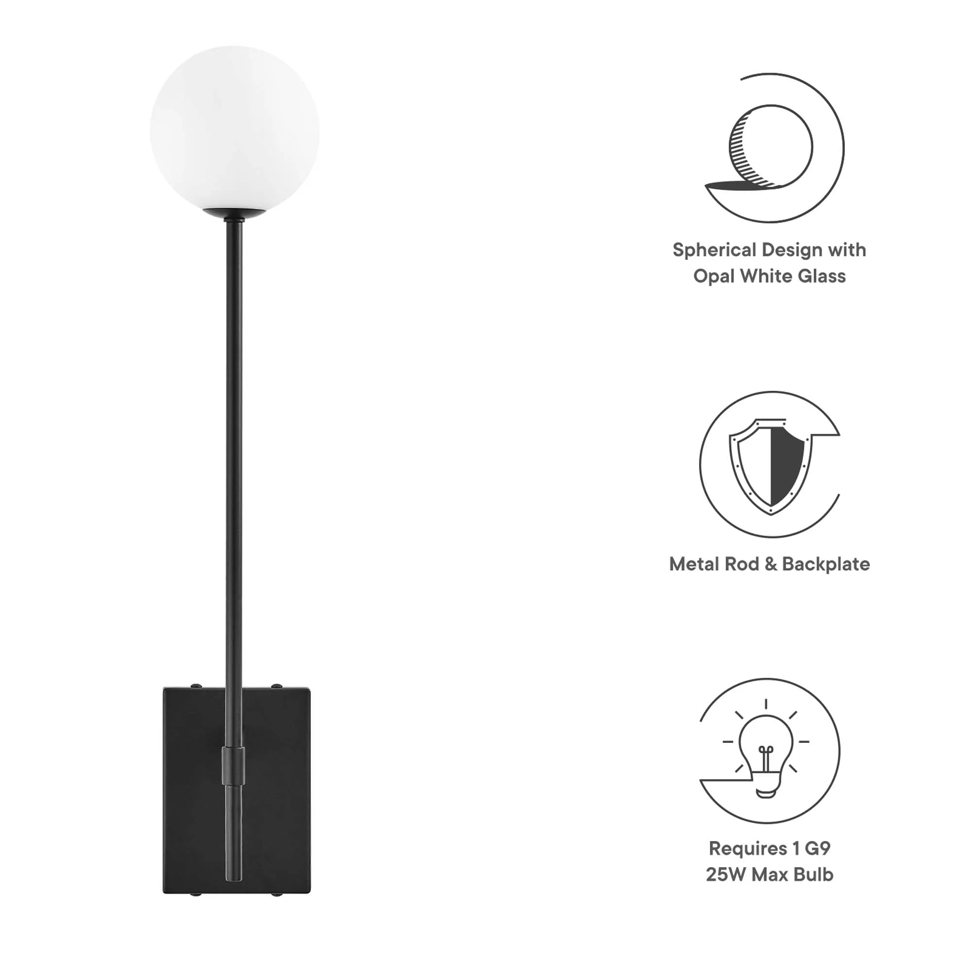 Riva White Globe Wall Sconce by Modway