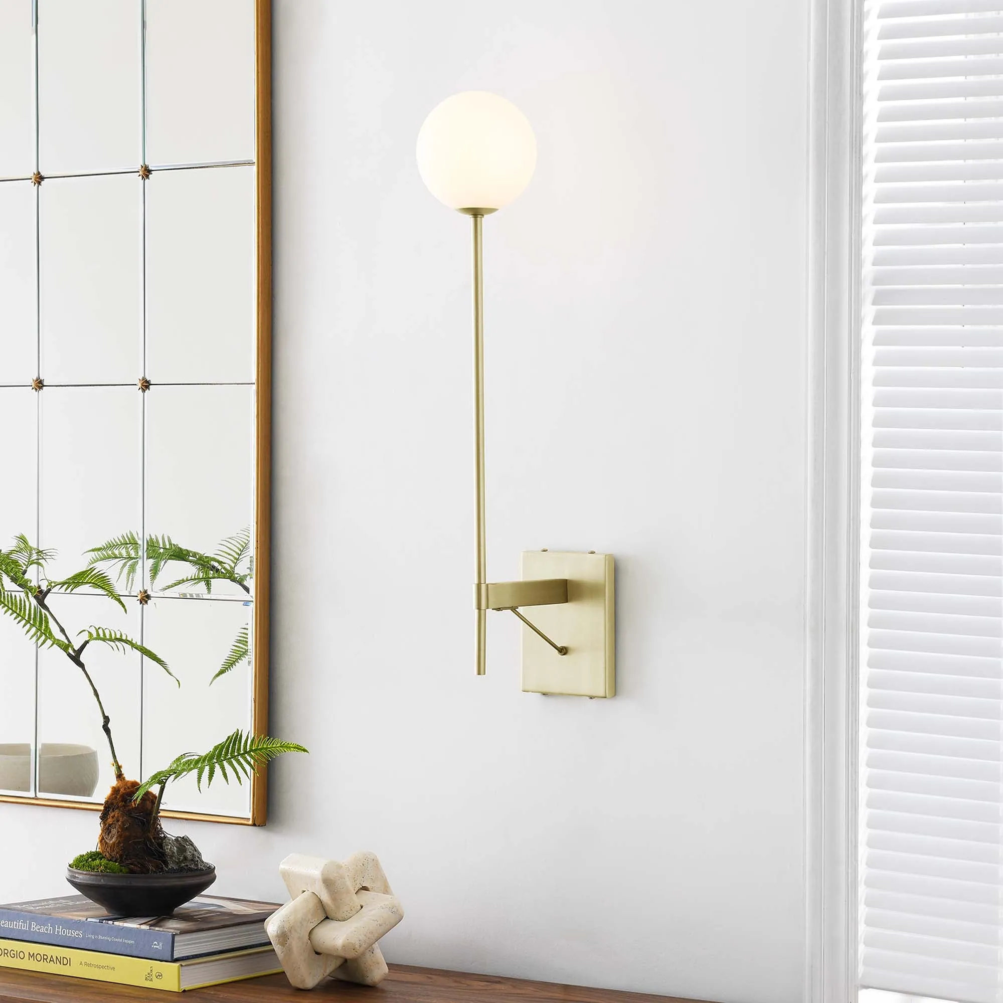 Riva White Globe Wall Sconce by Modway