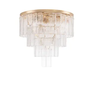 Round Luxury Float Glass Flush Chandelier - Brass Frame