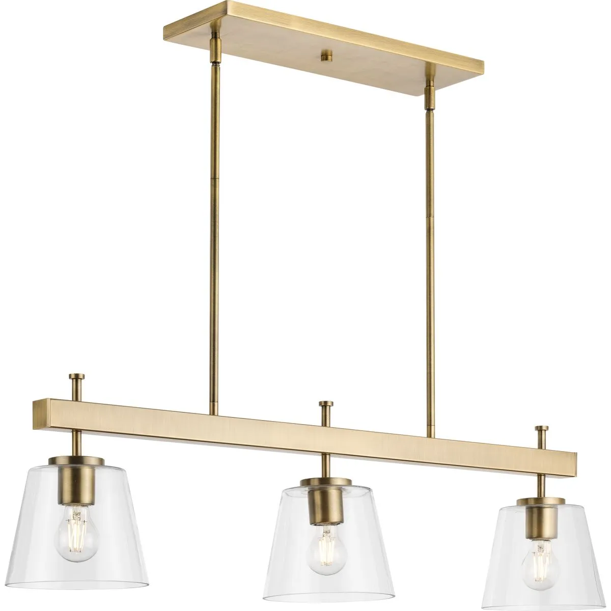 Saffert Collection Three-Light Clear Glass Linear Island Chandelier Light