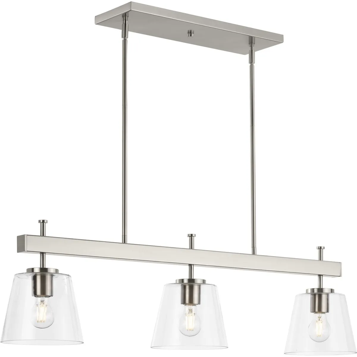 Saffert Collection Three-Light Clear Glass Linear Island Chandelier Light