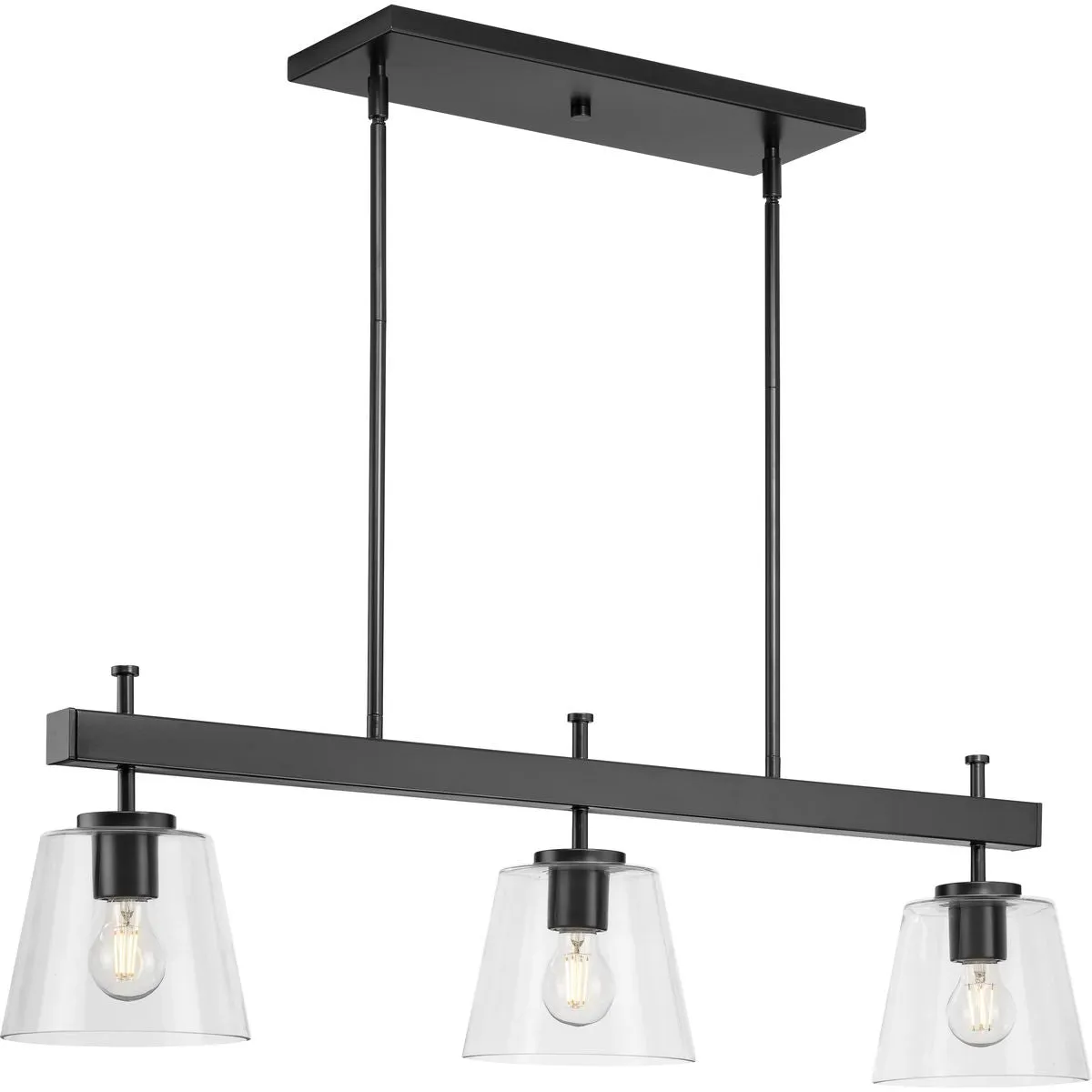 Saffert Collection Three-Light Clear Glass Linear Island Chandelier Light