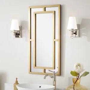 Signature Hardware 21945 LBA Rectangle Stainless Steel Wall Mirror - 18" x 36" - Light Brass Antique