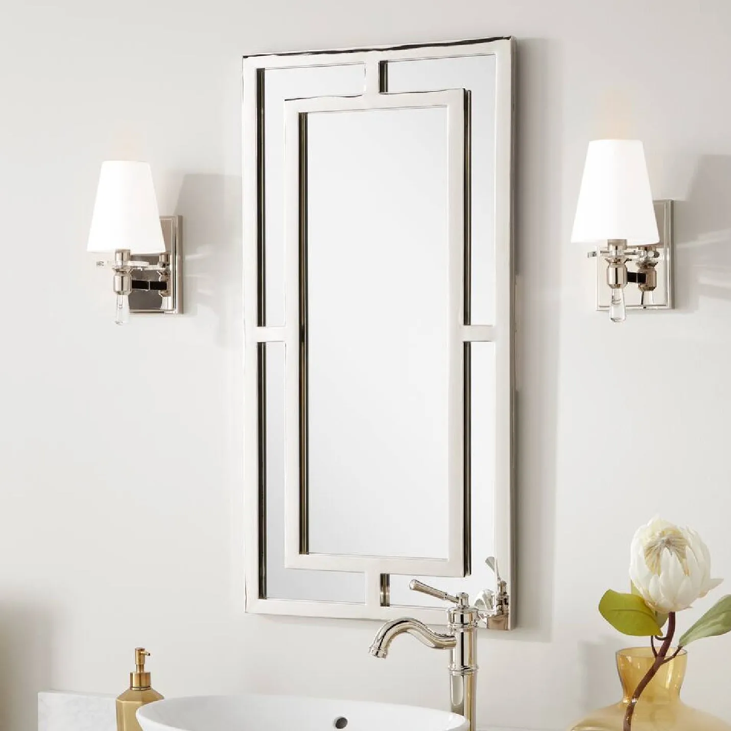 Signature Hardware 21945 NL Rectangle Stainless Steel Wall Mirror - 18" x 36" - Nickel