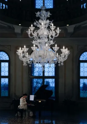 Spectacular Large Murano Glass Chandelier With 24 Lights