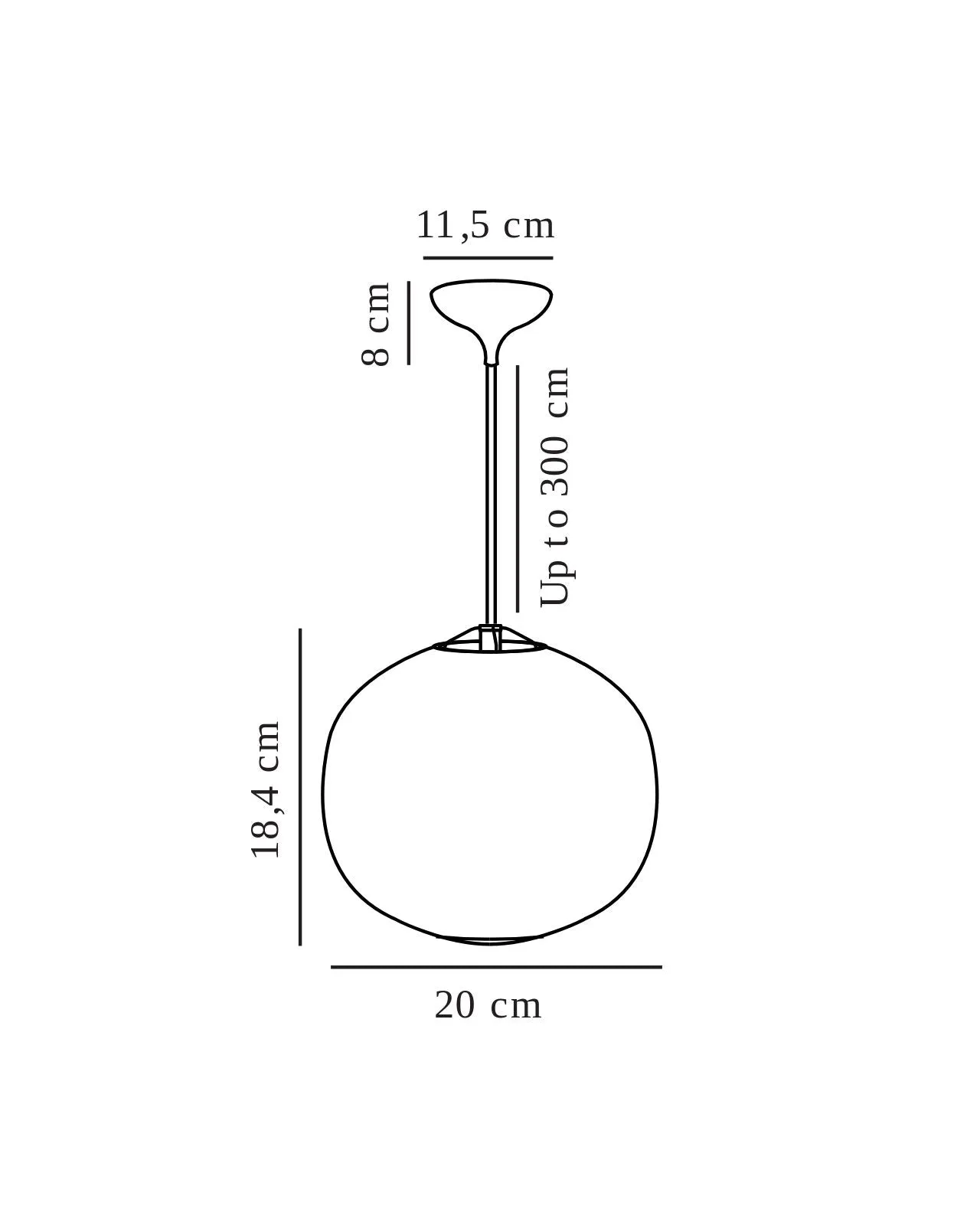 Spherical Opal Glass and Brass Pendant