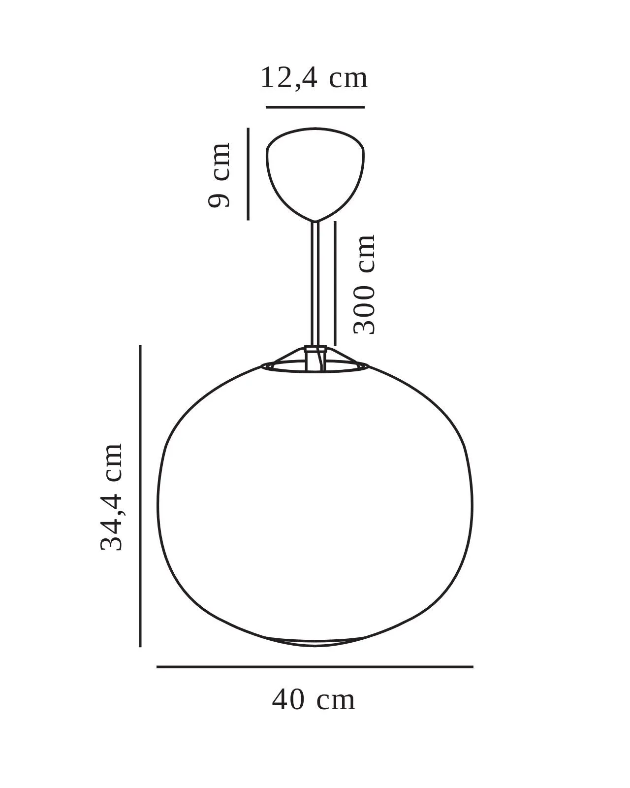 Spherical Opal Glass and Brass Pendant