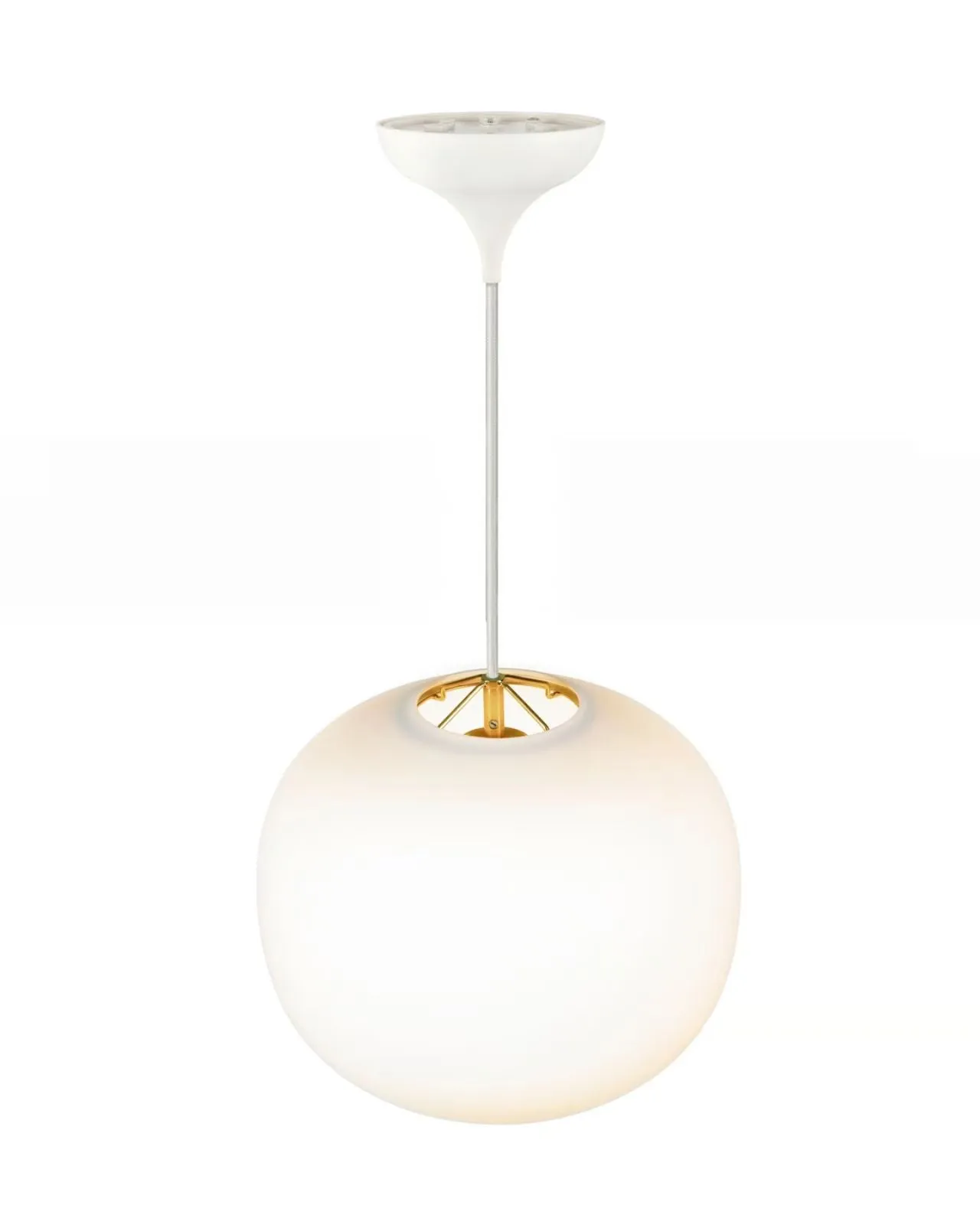 Spherical Opal Glass and Brass Pendant