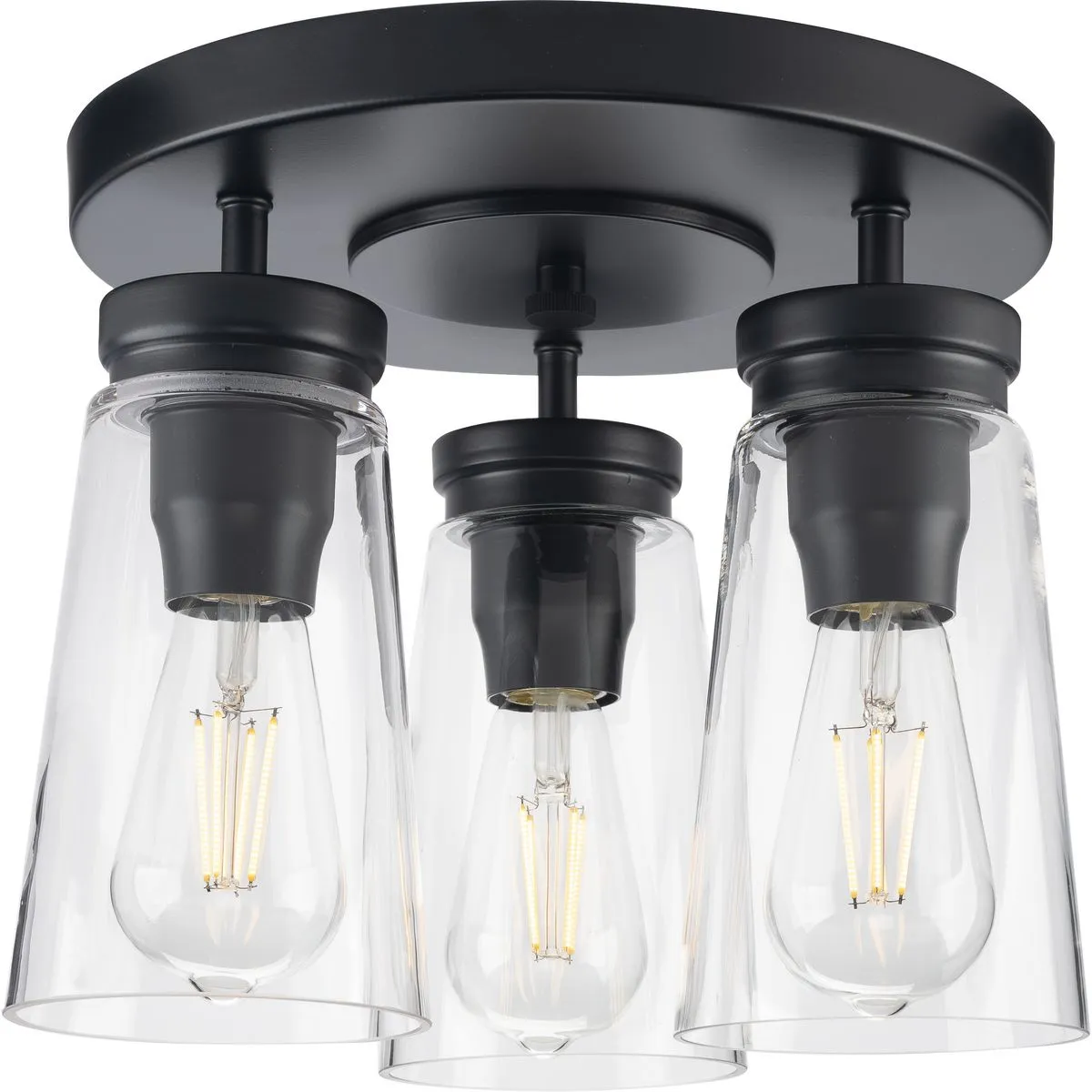 Stockbrace Collection Three-Light Clear Glass Flush Mount Ceiling Light