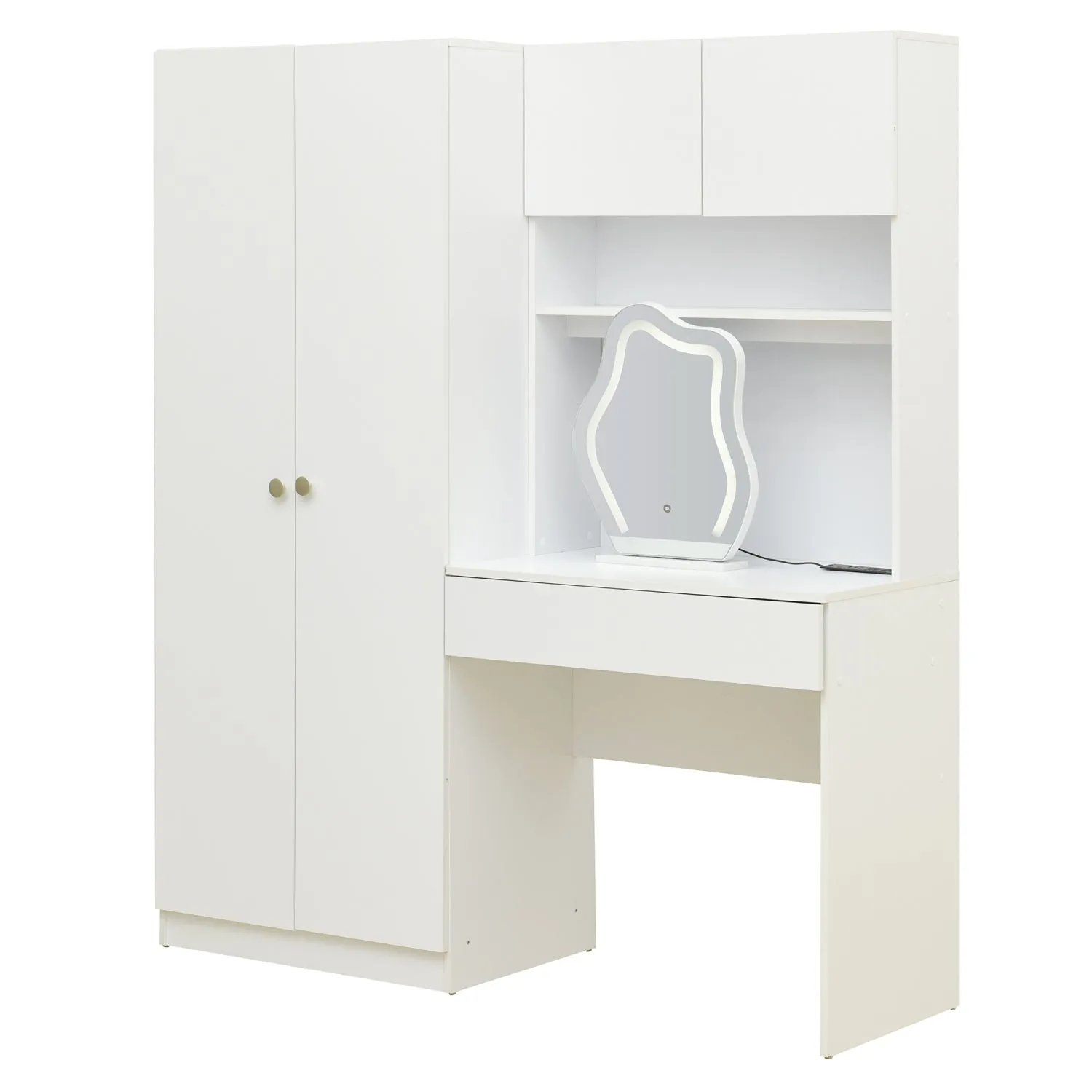 Streamdale 2-Door Wooden Wardrobe with Mirror & Drawers