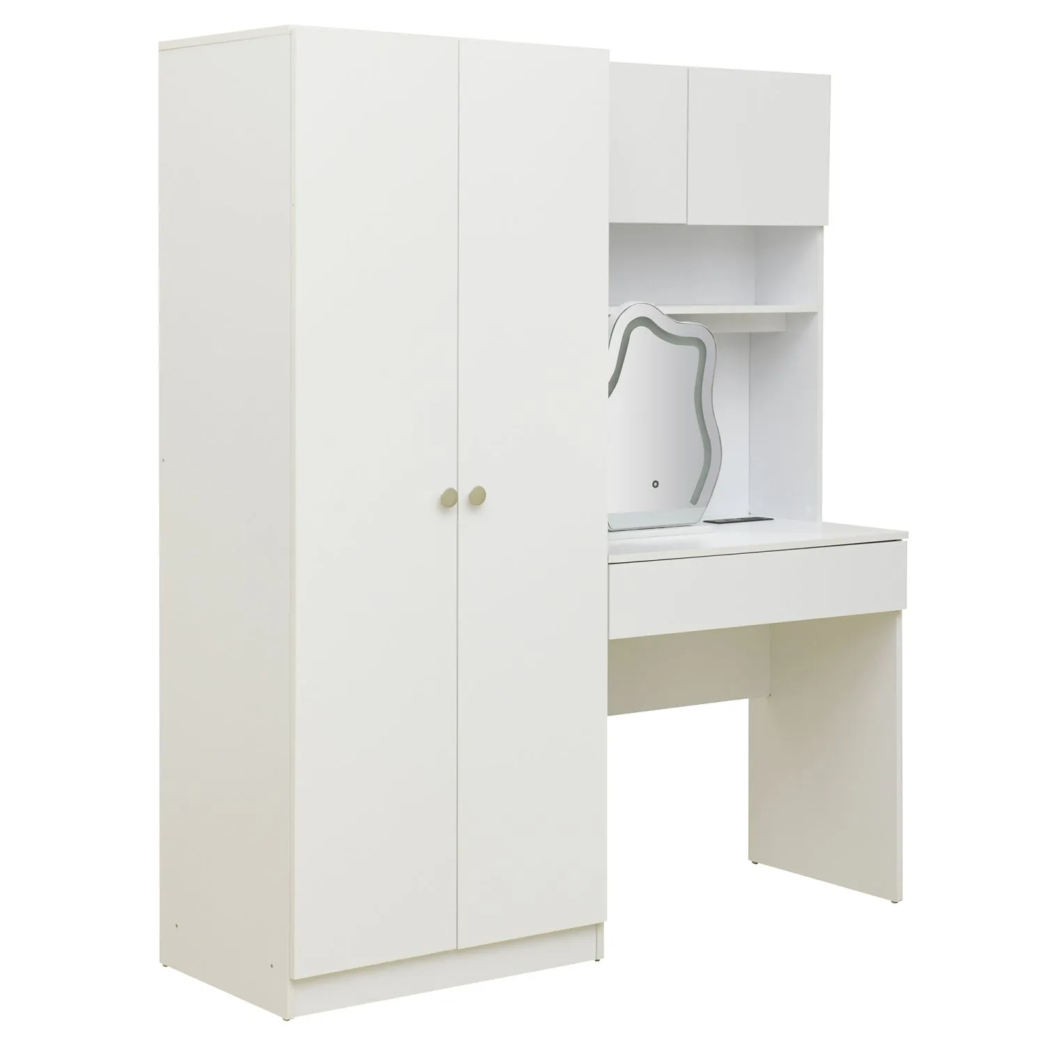 Streamdale 2-Door Wooden Wardrobe with Mirror & Drawers