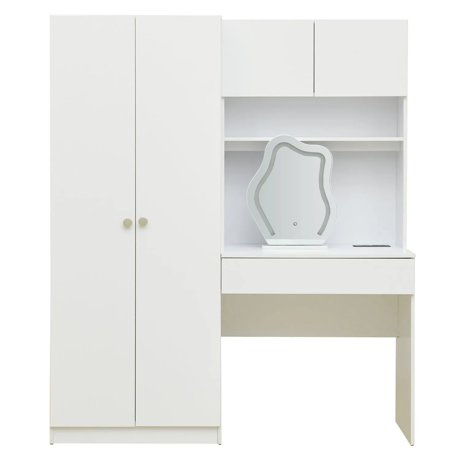 Streamdale 2-Door Wooden Wardrobe with Mirror & Drawers