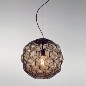 Stunning Grey Or Amber Murano Glass Pendant Light, 38 Cm In Diameter