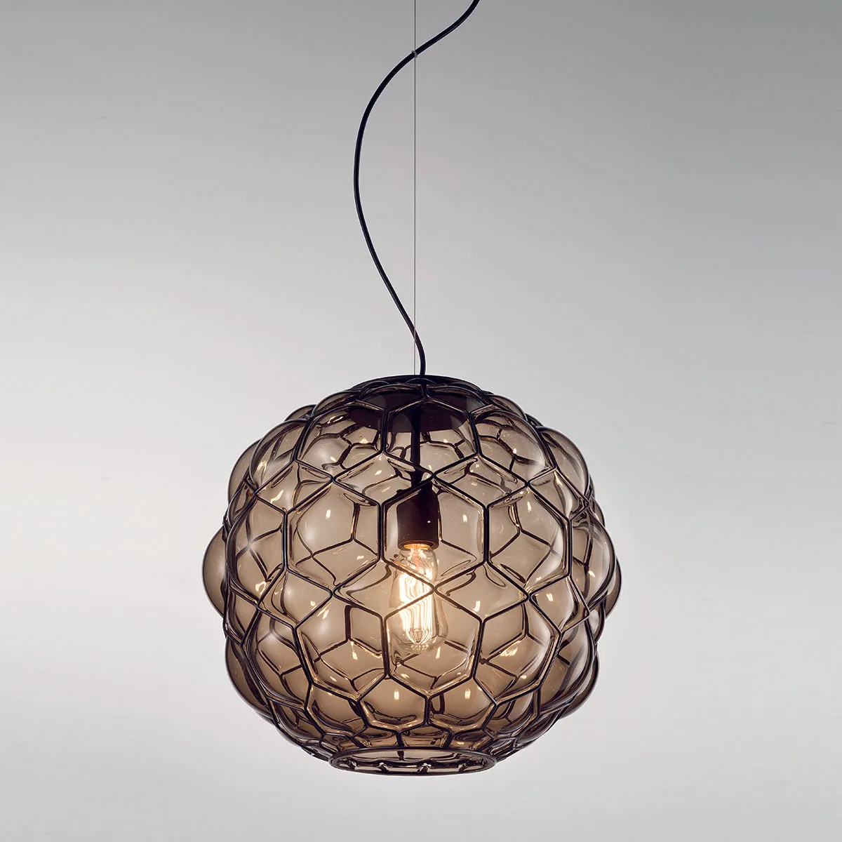 Stunning Grey Or Amber Murano Glass Pendant Light, 38 Cm In Diameter