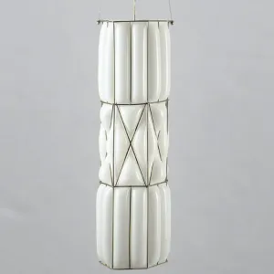 Tall Murano Glass Ceiling Pendant in Milk White Glass