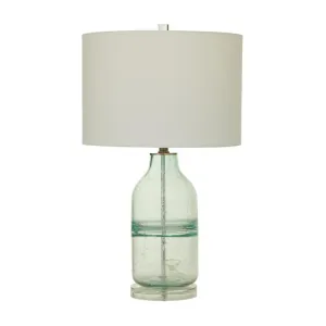 TEAL GLASS TABLE LAMP,