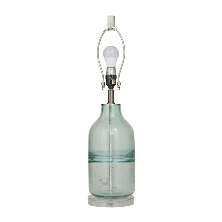 TEAL GLASS TABLE LAMP,