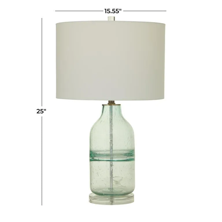 TEAL GLASS TABLE LAMP,