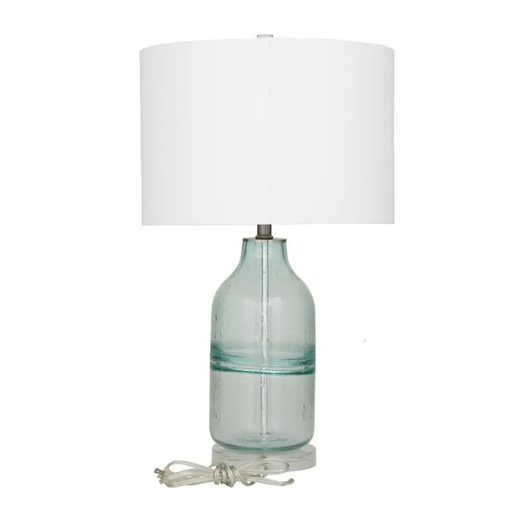 TEAL GLASS TABLE LAMP,