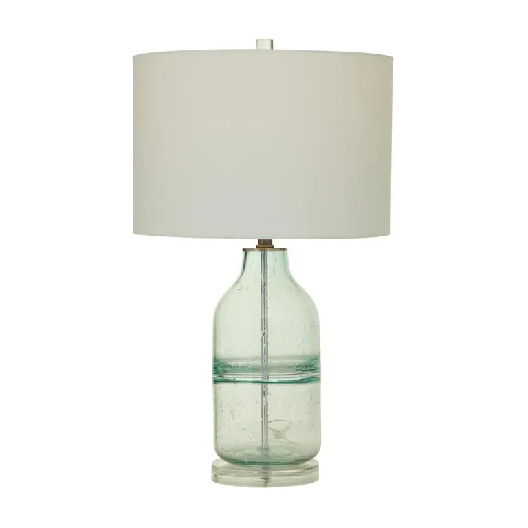 TEAL GLASS TABLE LAMP,